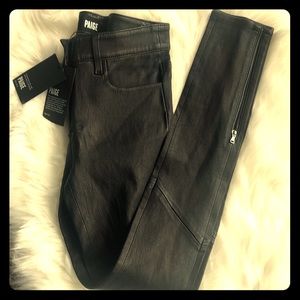 Paige Lambskin Leather Pants with Zippers